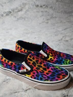 Vans Multicolor Rainbow Leopard Slip-Ons